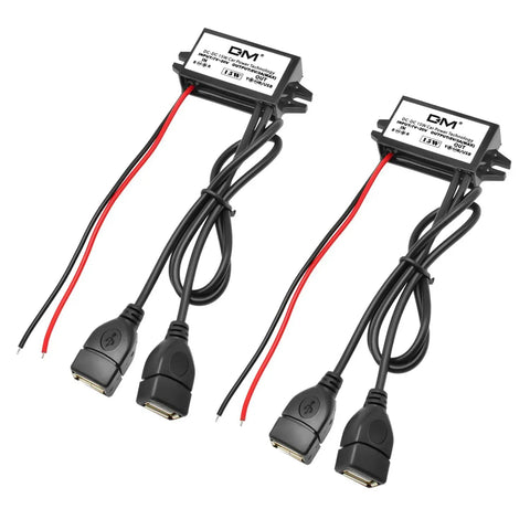 Two Pack 12V To 5V USB Buck Converter Module With Dual USB Ports For Car Power Golf Carts Scooters Motors And DIY Projects 3A 15W