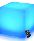 16 Inch LED Cube Chair Light With 16 RGB Colors Glow Cube Seat Waterproof Floor Lamp For Home Patio Poolside Parties Doubles As A Lighted Side Table And Chill Vibe Center With Remote, blue glow, visible remote