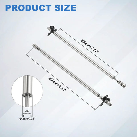 Product size diagram of Drive Shaft With Propeller Universal Joint For RC Boats, 250mm Shaft, 200mm Sleeve, 36mm Propeller.