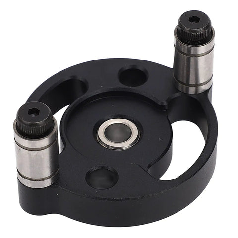 Pro Grade Self Centering Doweling Jig With Eight Precision Drill Bushings And Hole Punch Locator for smooth wood assembly, black metal base with drill bushings.
