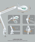 Bifocal LED Magnifying Lamp With Clamp For DIYers, showing adjustable arm angles for precise crafting and reading