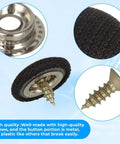 Set Of 12 Black Upholstery Buttons Quarter Inch For Auto Rv Headliner And Furniture, metal with screw fasteners for DIY repairs.