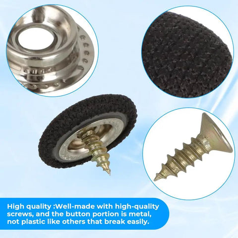 Set Of 12 Black Upholstery Buttons Quarter Inch For Auto Rv Headliner And Furniture, metal with screw fasteners for DIY repairs.