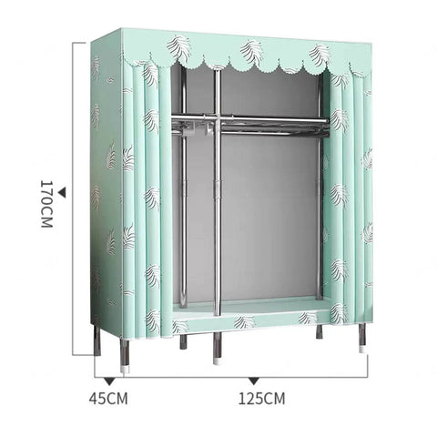 Roomy Canvas Wardrobe With Sturdy Hanging Rails And Expandable Shelves Large Capacity Storage Organizer For Closet Refresh Fabric Cover Apartment Friendly Setup For Bedroom