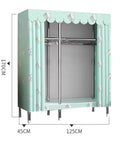 Spacious Portable Canvas Wardrobe With Hanging Rail And Integrated Shelves Large Fabric Closet Storage Organizer For Bedroom Living Room No Fuss Setup Big Ole Threads And Gear Stash side view with dimensions