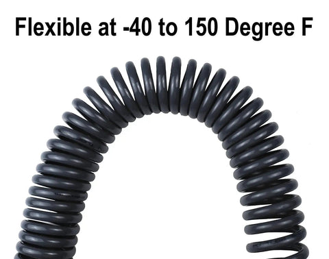 No Fuss Self Coiling Air Hose Polyurethane Recoil Design 3/8 Inch By 25 Feet flexible coil for pneumatic use, suitable from -40 to 150°F.