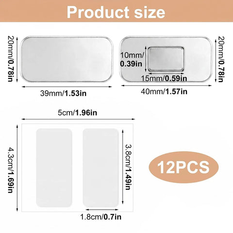 Ultra Thin Magnetic Cabinet Door Latches dimensions and product size chart, 12PCS, for installation without drilling.
