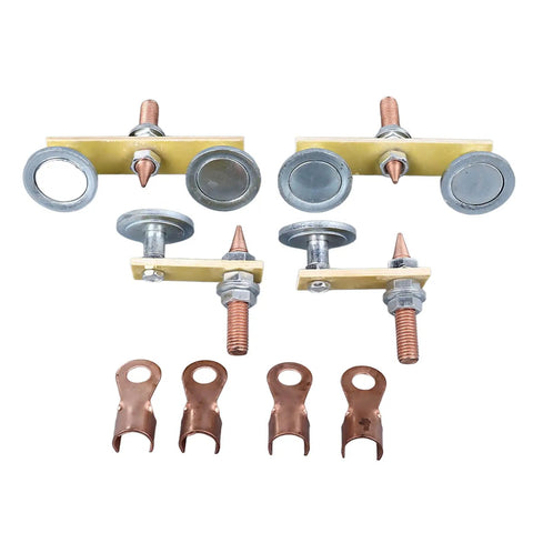 Jiawu Heavy Duty Magnetic Welding Support Set Includes 4 Pcs Durable Copper Tail Ground Clamps For Mechanical Repair And Sheet Metal Work, A Total Game Changer For Diy Pros Who Need Reliable Hold And Precision Every Single Time Without Frustration. Image of 4-piece set showing copper tail clamps and magnetic welding supports.