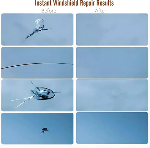 Before and after results using Upgraded Windshield Repair Kit For Chips And Cracks With Nano Resin And High Pressure Injection, Quick At Home Fix For Bullseyes And Cracks, Crystal Clear Finish, Long Lasting Seal And Easy DIY Use