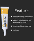 Gear Grease Lubricant For 3D Printer Guide Rails And Optical Axis Heavy Duty Lubricant 10g tube showing features like antirust