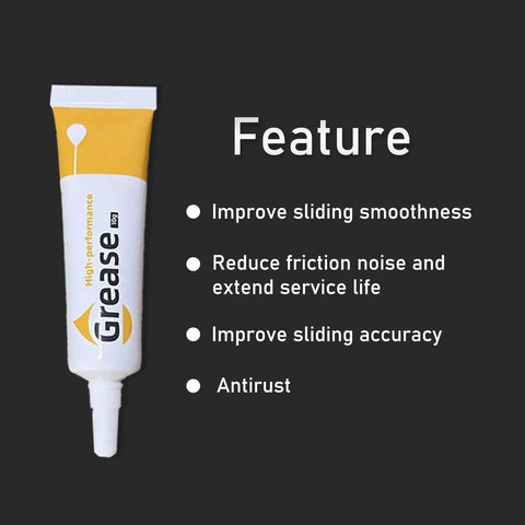 Gear Grease Lubricant For 3D Printer Guide Rails And Optical Axis Heavy Duty Lubricant 10g tube showing features like antirust