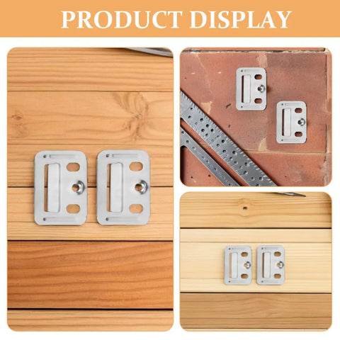 Heavy Duty Stainless Steel Wall Panel Clamps 100 Piece Set Quick Grip Snap In Hardware displayed on different wood surfaces.