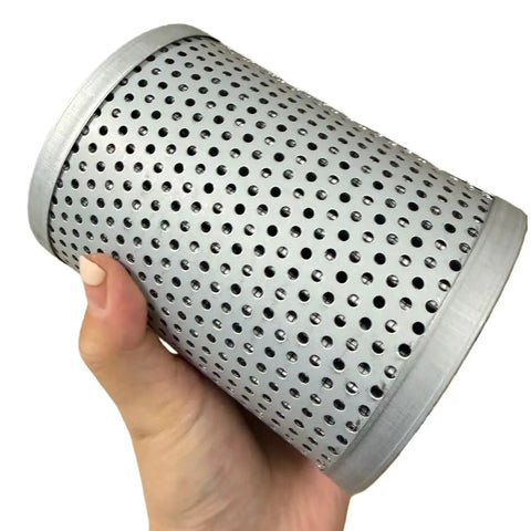 Hand holding 40 Micron Hydraulic Filter Element Compatible With Nelson Filter Two Pack Built Tough For Long Lasting Hydraulic Oil Filtration