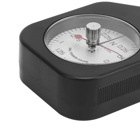 Dial Tension Tester Workhorse Pull Scale Meter For Micro Switches And Electronic Relays With Clear Viewing Cover ABS And Alloy Body Pro Grade Precision Readout For Relay Tip Pressure And Accurate Tension Checks, black dial gauge close-up