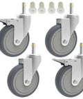 4 Inch Swivel Stem Casters Set Built Tough Seven Sixteen Inch Stem Diameter 200 Lb Each With 2 Brakes And 2 Swivel TPR Rubber Wheels