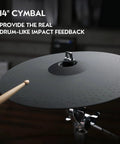14-inch cymbal of ACE 970 Electric Drum Set With Dual Zone Mesh Pads And Choke Cymbals Independent Hi Hat Stand