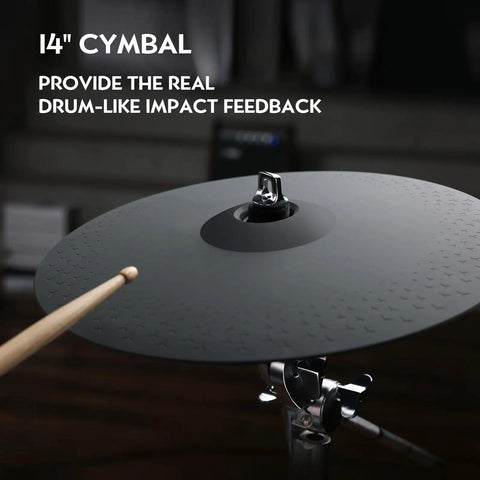 14-inch cymbal of ACE 970 Electric Drum Set With Dual Zone Mesh Pads And Choke Cymbals Independent Hi Hat Stand