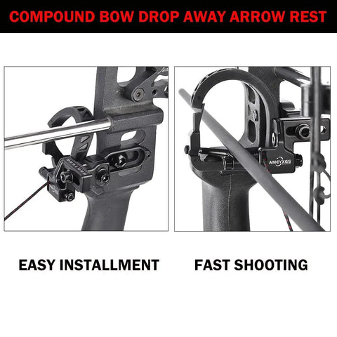 Close-up of Drop Away Arrow Rest for Compound Bow Full Containment Design Quiet Rubber Wrapped Build Right or Left Hand