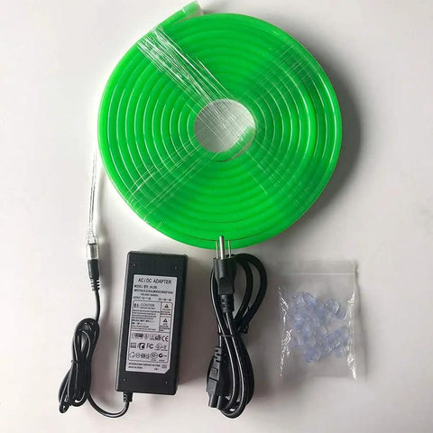 LED Neon Flex Strip Lights 16.4ft Waterproof Neon Rope Light Dimmable Dope 8x16mm Silicone Green Neon Tape Cuttable 1cm Segments 12V Safe For Home Car Boat Flexible Silicone Diffuser No Light Dots