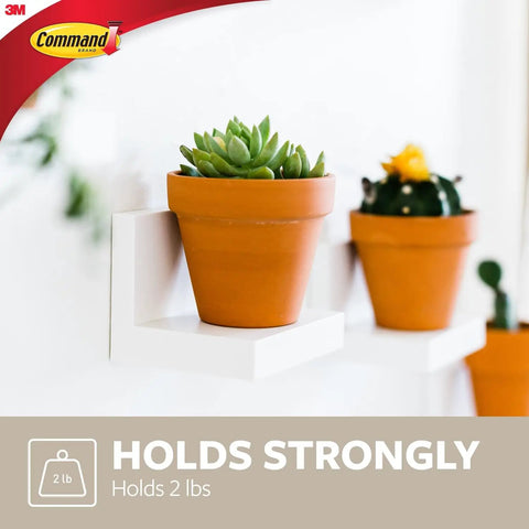 Two Display Ledges Set With Eight Medium Adhesive Strips, Holds Up To 2 Lbs Per Ledge, Quartz Finish, Damage Free Floating Shelves With No Tools Needed, Perfect For Living Room, Bedroom, Kids Room Or Office Decor