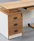 Wooden desk drawers with modern hidden recessed door pull handles in black zinc alloy, 64mm hole spacing, 75mm by 35mm size.