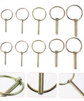 Heavy Duty Lynch Pin Set 10 Piece Carbon Steel Zinc Plated Pins With Ring For Trailer Hitch Lock Farm Lawn Garden Use, assorted sizes