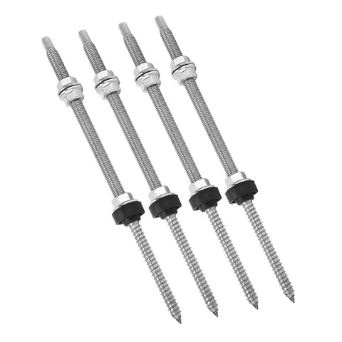 Heavy Duty 4 Pack Stainless Steel Solar Panel Mounting Screws Rock Solid Photovoltaic Bracket Fasteners for rooftop PV arrays.