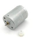 Pro Tier 24mm Electric Motor Delivering Smooth Low Noise Torque With Rock Solid Dust Resistant Housing For Continuous All Day Grind 3V To 12V Up To 12500 Rpm In Hobby Or Shop Builds with silver metal casing and drive shaft.