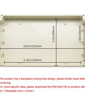 Rugged Outdoor Ready IP65 ABS Junction Box Dustproof Electrical Project Enclosure In Pale Gray 6.2 x 3.54 x 2.3 Inch, Built to Last, Easy Mounting, Quick Access for Repairs Without Cable Cutting, open interior with dimensions