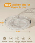 Clear Two Pack Rotating Lazy Susan Turntable For Kitchen Cabinets And Fridge Shelves Smooth Swivel Action 10.6 inch size with raised edge.
