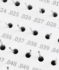 50 Piece Steel Plug Pin Gauge Set 0.011 to 0.060 Inches Class ZZ P0 Plus Pro Grade Kit With Centerless Lapped Finish 60 to 62 Rc Hardness 2 Inch Overall Length Electro Etched Size, numbered gauges