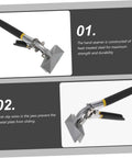 3 Inch Manual Sheet Metal Bender Tool With Straight Jaw Edge Seamer for flattening and roofing, heat-treated steel handle, shown in two views