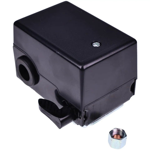 Pressure Switch For Ingersoll Rand SS5L5 Air Compressor 95-125 Psi Replacement Part 23474661-R in black housing with connection fitting