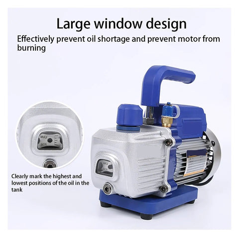 Premium Single Stage Rotary Vane Vacuum Pump For Automotive Air Conditioning Refrigerant Recovery HVAC Mechanic Tool with large oil level window.
