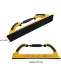 Adjustable ABS Dust Extraction Sander For Hand Sanding Block 70x400mm with Quick Change Sandpaper Grips shown from side and top view