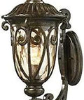 Logansport 22-Inch High 1-Light Outdoor Sconce In Hazelnut Bronze With Champagne Water Glass, mounted on wall