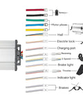 Wiring diagram of 36V 1000W Brushless DC Mid Motor Kit with 30A speed controller and twist grip throttle for e-bikes and go-karts.