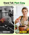 Woman using Handheld Mini Seed Spreader Kit For Tiny Seeds With Five Speed Settings indoors, after outdoor gardening.