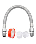 Heavy Duty Compressor Jumper Hose Kit With Three Quarters Inch NPT Male Ends, Twenty Inch Flexible Stainless Steel Hose, Includes Rotating Adapters