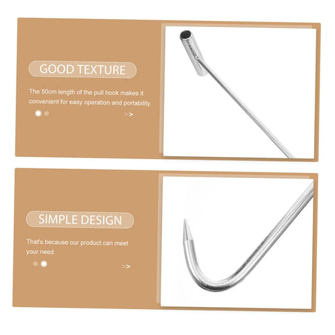 Heavy Duty Stainless Steel T-Shaped Manhole Cover Lifting Hook For Rolling Shutter Doors, 19.7 Inch Reach, Industrial Grade Pulling Tool focus on hook design and texture