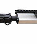 Built Tough Gantry Type Ball Screw XY Linear Motion Stage System featuring rock solid aluminum and stainless steel build motor details.