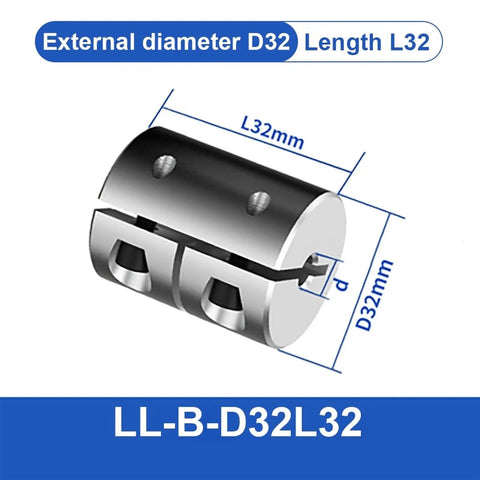 Heavy Duty Aluminum Shaft Coupling Spider Rigid Motor Connector For 3D Printer Universal Joint Caran And Cardan Linkage D32 L42 10X10 Fits Your Rig showing dimensions D32mm and L32mm.
