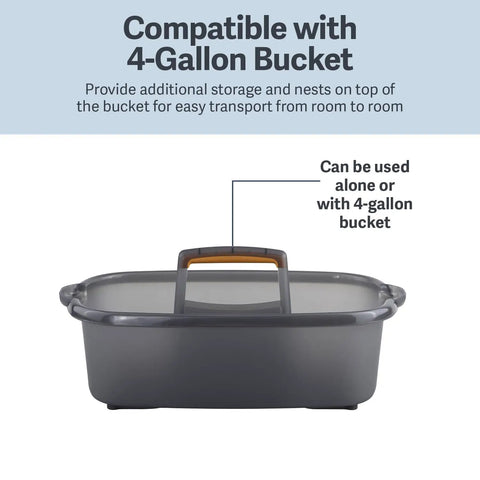 Portable Cleaning Caddy With Handle For Easy Mobility And Storage Multipurpose Organizer For Home Office Or Professional Use Lightweight Gray Plastic Bin 1.85 Gallon Capacity Durable Grab And Go Design With Stackable Features
