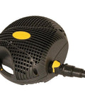 Max Flo 600 Waterfall And Filter Pump For Ponds Up To 1200 Gallons With A 16 Foot Power Cord And 3 Year Warranty, black circular design