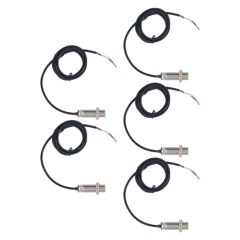 Inductive Proximity Switch Kit With 10mm Sensing Distance 2 Wire Normally Open IP65 Proximity Sensor For AC DC 0 To 250V 150Hz 400mA Output Rock Solid ABS And Aluminum Alloy Housing Easy Mount, 5-pack sensors