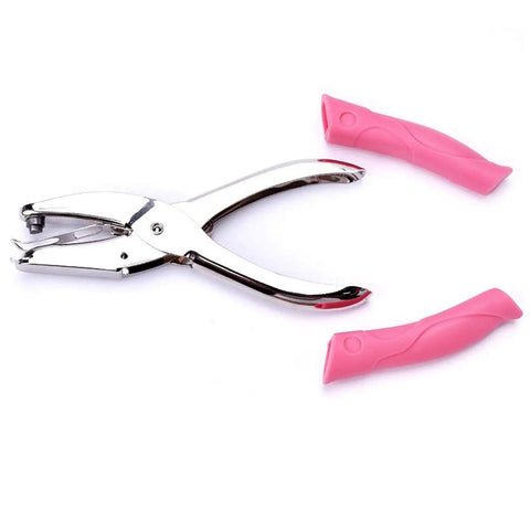 Two Pack 1/16 And 1/8 Inch Circle Hole Punches For DIY Crafts And Scrapbooking, metal punch tool with soft grip handle and scrap catch cage