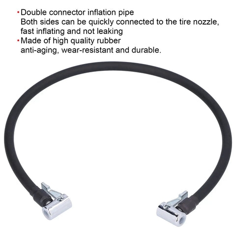 Heavy Duty Rubber Air Pump Pipe Tire Inflator Hose With Double End Connector 23.6 Inch Length For Car Tire Servicing black rubber hose with metal ends