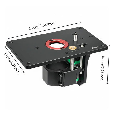 Solid Table Mounted Router Lift With Precision Height Adjustment And Aluminum Alloy Mounting Plate for woodworking, dimensions 25 cm x 15 cm.