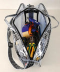 Rugged Anti Static PVC Engineer Bag Waterproof Crossbody Shoulder Satchel transparent view showing tools inside.