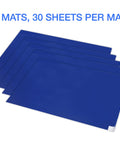 Sticky Adhesive Mats For Shoes And Equipment Wheels 24 By 36 Inch Heavy Duty Floor Mats Pack Of 150 Sheets Blue Great For Labs Homes Construction Sites And More Dust And Dirt Removal, 5 mats stacked